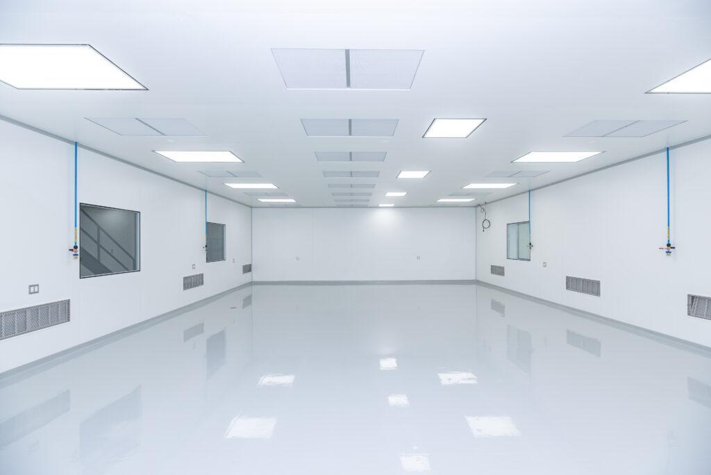 Seamless clean room flooring for pharmaceutical facilities